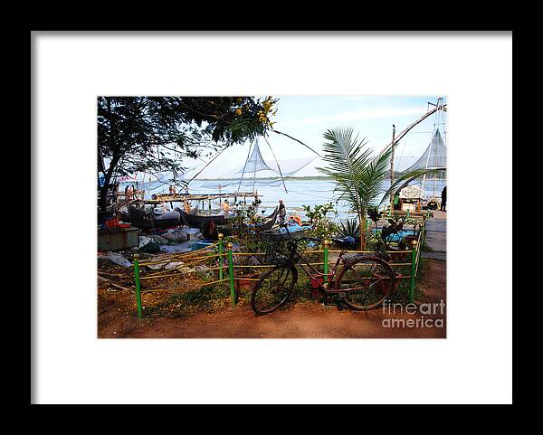 India Framed Print featuring the photograph Fishing Village in Kochi by Jacqueline M Lewis