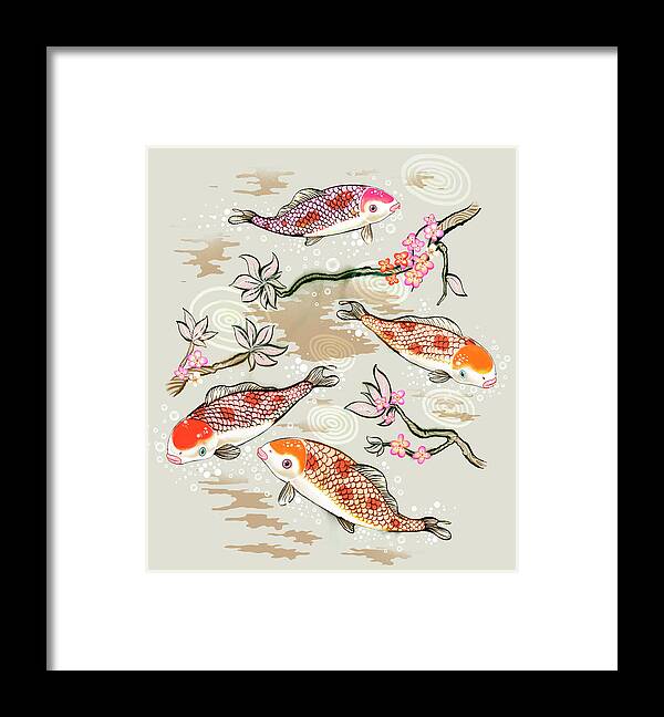 Animal Framed Print featuring the photograph Koi Fish Swimming In Pond by Ikon Ikon Images