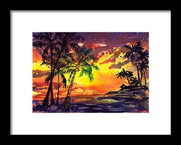 Sunset Framed Print featuring the painting Kona Sunset by Lisa Bunge