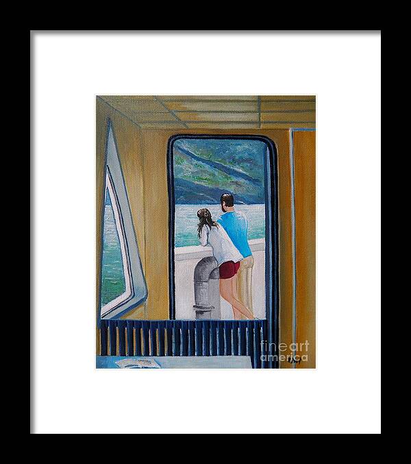 Selkirk Ferry Framed Print featuring the painting Kootenay Lake Ferry by Reb Frost