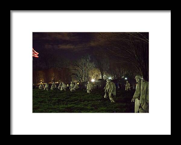 Washington Dc Framed Print featuring the photograph Korean War Memorial at Night by Natural Focal Point Photography
