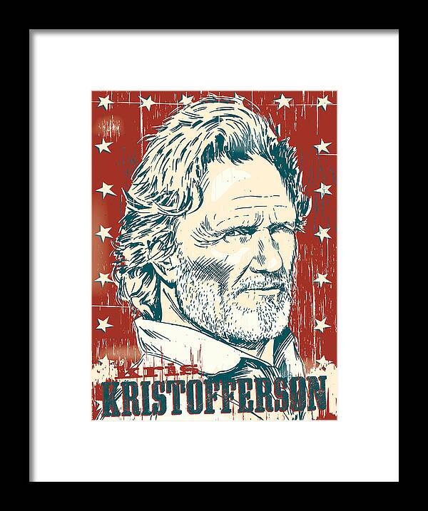 Outlaw Framed Print featuring the digital art Kris Kristofferson Pop Art by Jim Zahniser