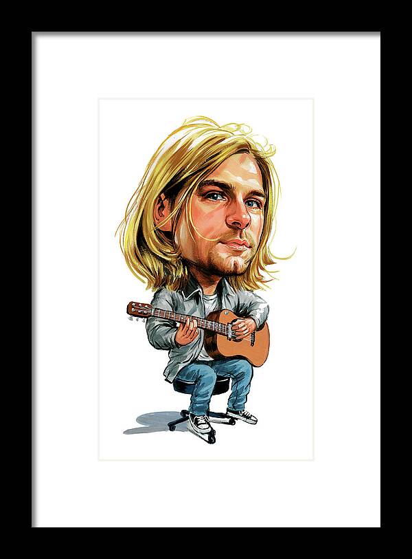 Kurt Cobain Framed Print featuring the painting Kurt Cobain by Art 