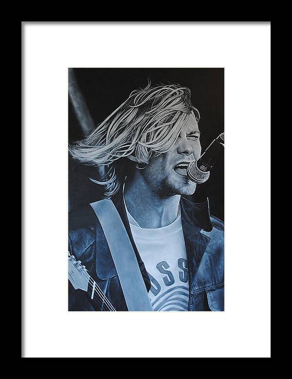 Kurt Cobain Framed Print featuring the painting Kurt Cobain Live by David Dunne