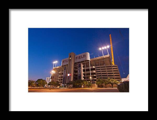 Aggies Framed Print featuring the digital art Kyle Field Blue Hour by Linda Unger