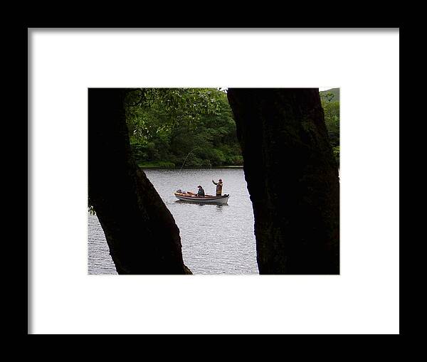 Fishing Framed Print featuring the photograph Kylemore Abbey Fishing by Keith Stokes