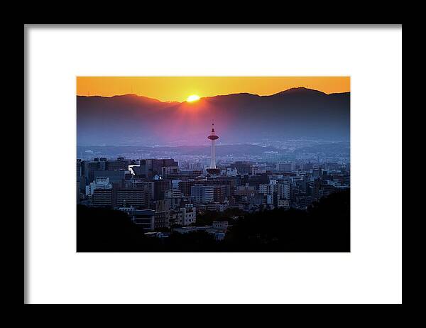 Scenics Framed Print featuring the photograph Kyoto Tower by Panithan Fakseemuang