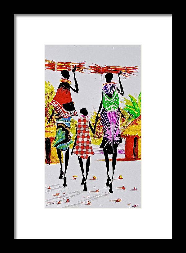 African Paintings Framed Print featuring the painting L 121 by Albert Lizah