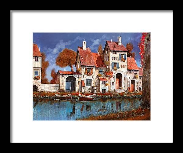 Little Village Framed Print featuring the painting La Cascina Sul Lago by Guido Borelli