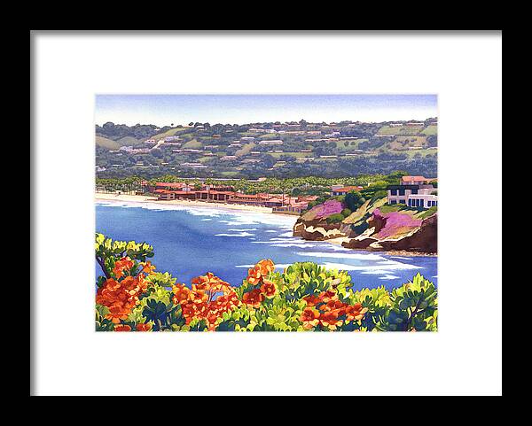 La Jolla Framed Print featuring the painting La Jolla Beach and Tennis Club by Mary Helmreich