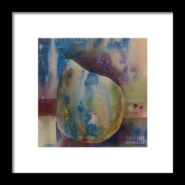 Humid Sur Humid Framed Print featuring the painting La Poire Qui va Tomber by Donna Acheson-Juillet