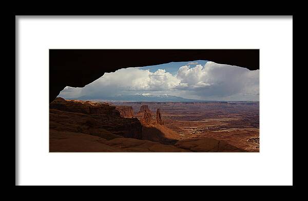 Canyonlands Framed Print featuring the photograph La Sal mountains through Mesa Arch by Jean Clark