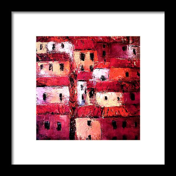 Atmospheric Framed Print featuring the painting La Vieille Ville by K McCoy