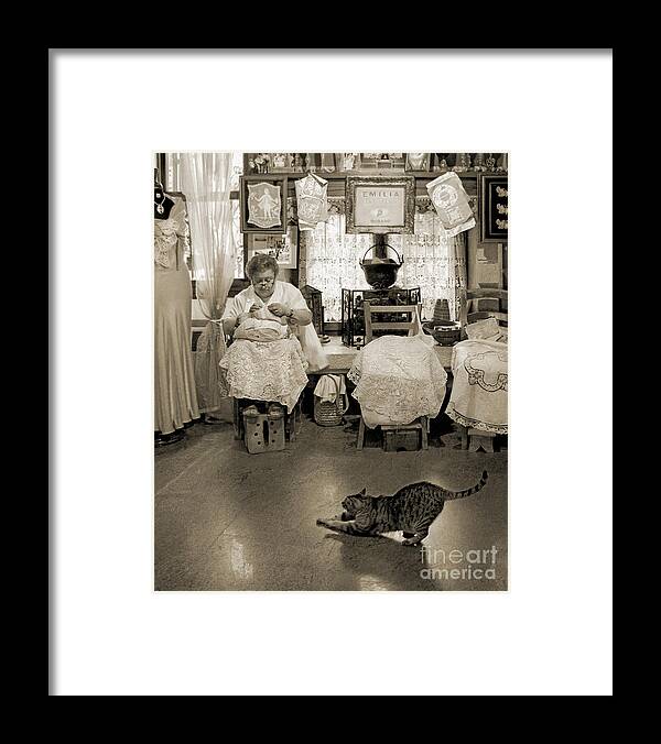 Burano Framed Print featuring the photograph Lace Lady of Burano-BW by Jennie Breeze