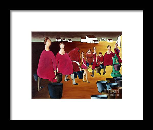 Group Of Women Framed Print featuring the painting Ladies In Red by William Cain