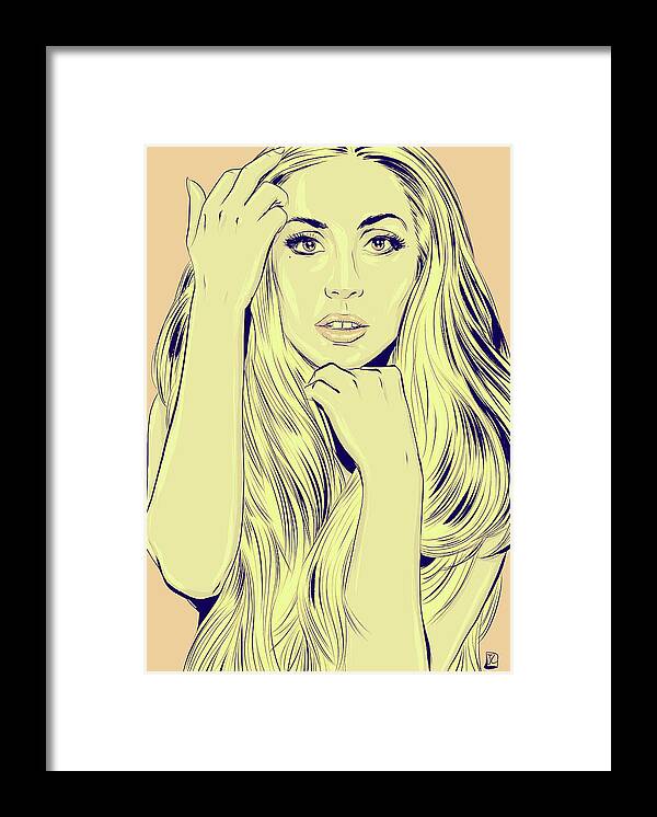 Lady Gaga Framed Print featuring the drawing Lady Gaga by Giuseppe Cristiano