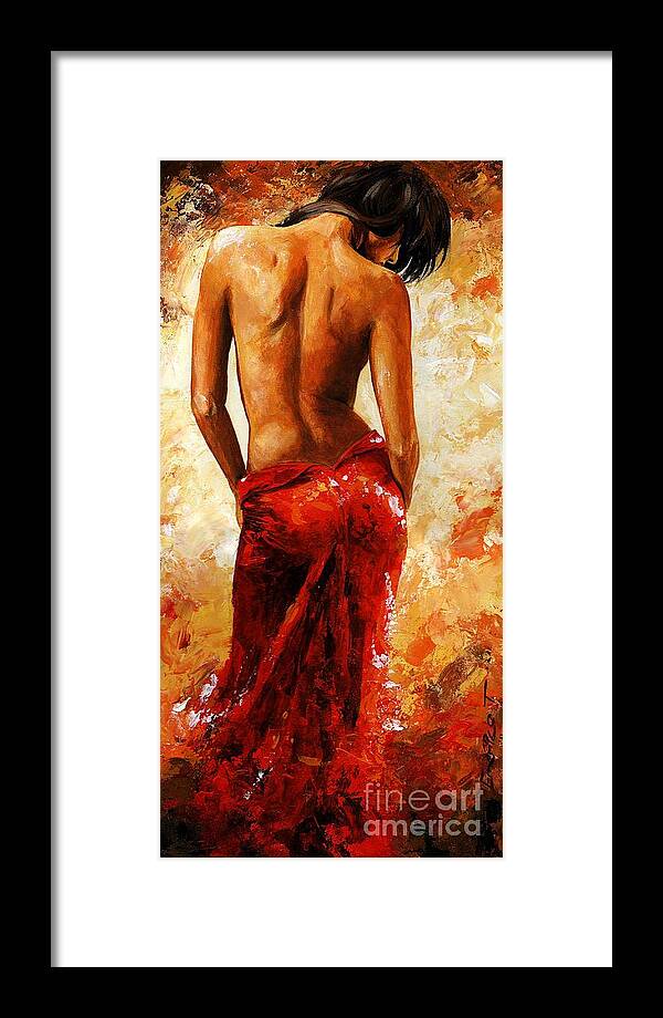 Lady Framed Print featuring the painting Lady in red 27 by Emerico Imre Toth