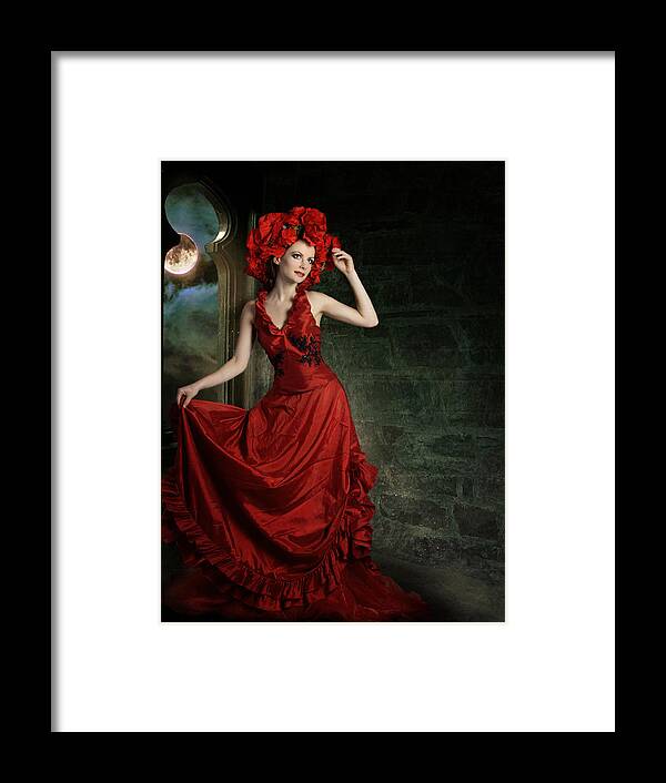 Manipulation Framed Print featuring the photograph Lady In Red by Ester McGuire