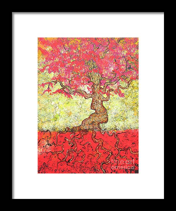 Tree Framed Print featuring the painting Lady In Red by Stefan Duncan