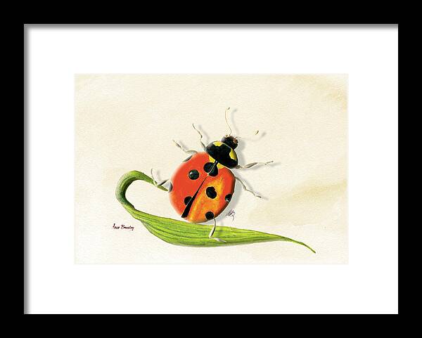 Lady Bug Framed Print featuring the painting Lady in the Garden by Anne Beverley-Stamps