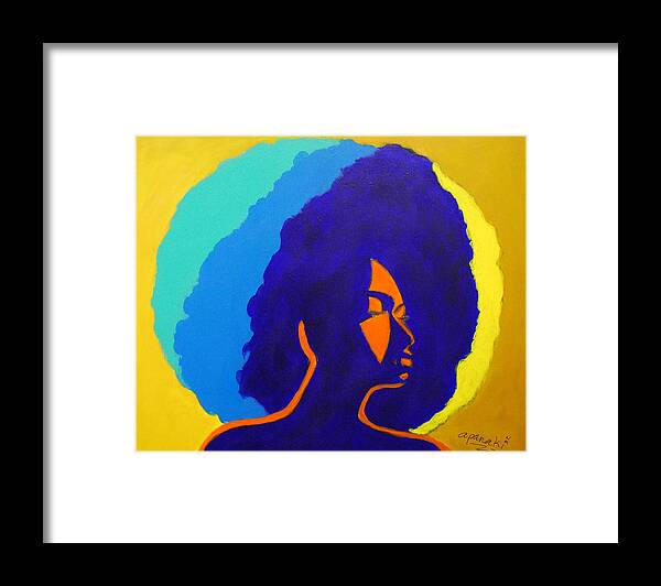 Afro Framed Print featuring the painting Lady Indigo by Apanaki Temitayo M