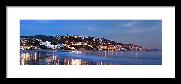 California Framed Print featuring the photograph Laguna Beach Coastline at Night by Cliff Wassmann