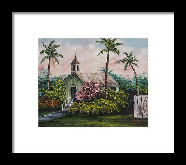 Building Framed Print featuring the painting Lahuiokalani Chapel by Darice Machel McGuire