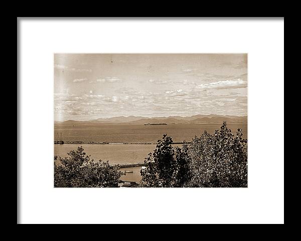 Lake Champlain Framed Print featuring the drawing Lake Champlain, From Battery Park, Burlington, Vt, Lakes & by Litz Collection