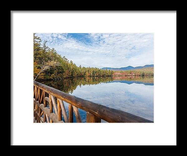 Karen Stephenson Photography Framed Print featuring the photograph Lake Chocorua and Mount Chocorua from Bridge by Karen Stephenson