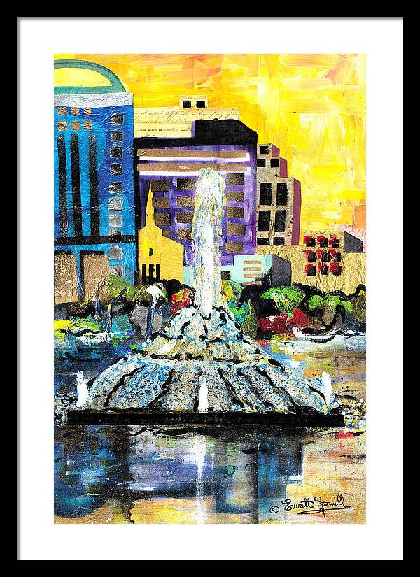 Orlando Framed Print featuring the painting Lake Eola - part 2 of 3 by Everett Spruill