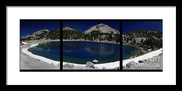 Mirror Framed Print featuring the photograph Lake Helen at Mt Lassen Triptych by Peter Piatt