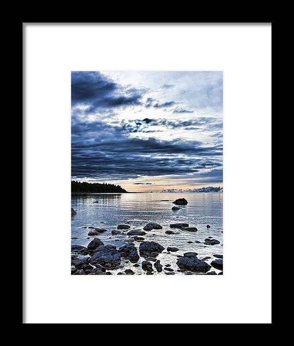 Beach Framed Print featuring the photograph Lake Huron Blues Upper Michigan by Evie Carrier
