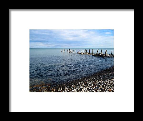 Pilings Framed Print featuring the photograph Lake Huron Pilings by Mary Bedy