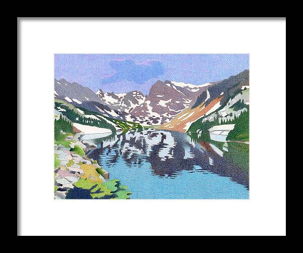 Art Framed Print featuring the drawing Lake Isabelle Colorado by Dan Miller
