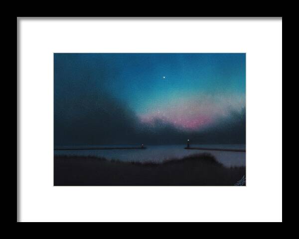 Lake Michigan Framed Print featuring the painting Lake Michigan with Evening Star by Robin Street-Morris
