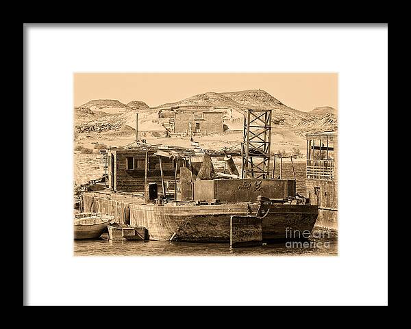 Lake Nasser Framed Print featuring the photograph Lake Nasser Ancient and Modern by Nigel Fletcher-Jones