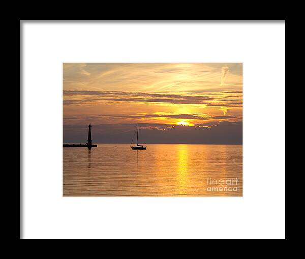 Sunset Framed Print featuring the photograph Lake of Gold by Ann Horn