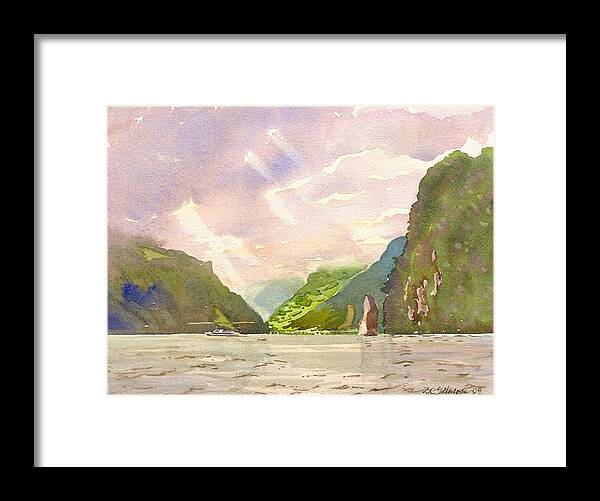 Switzerland Framed Print featuring the painting Lake of Uri with Schiller Stone by David Gilmore