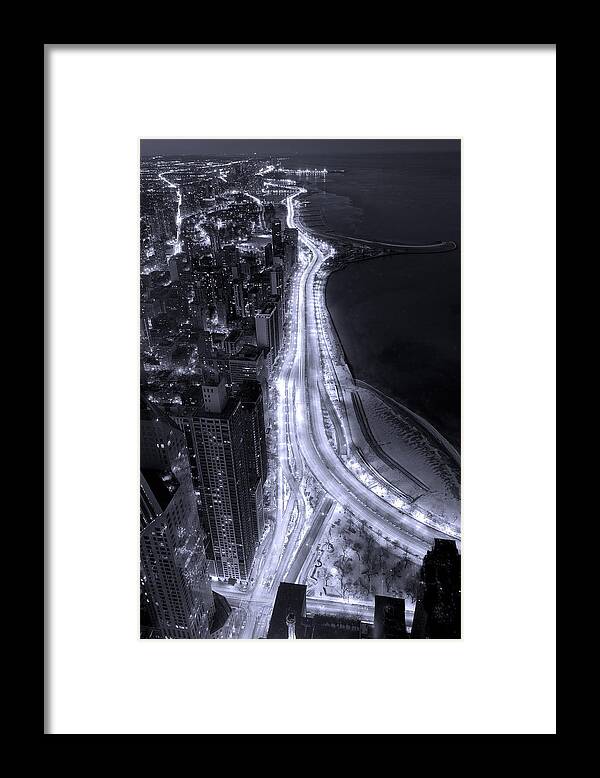Beach Framed Print featuring the photograph Lake Shore Drive Aerial B and W by Steve Gadomski