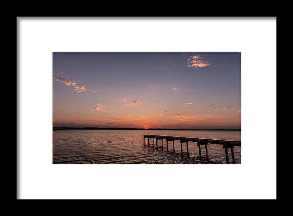 Sunset Framed Print featuring the photograph Lake Sunset over Pier by Todd Aaron