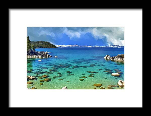Lake Tahoe Framed Print featuring the painting Lake Tahoe Cove by Dominic Piperata