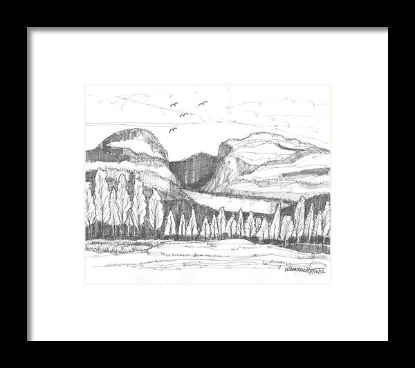 Lake Willoughby Framed Print featuring the drawing Lake Willoughby Vermont by Richard Wambach