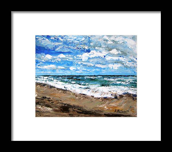 Ocean Framed Print featuring the painting Lake Worth Beach by Alan Metzger