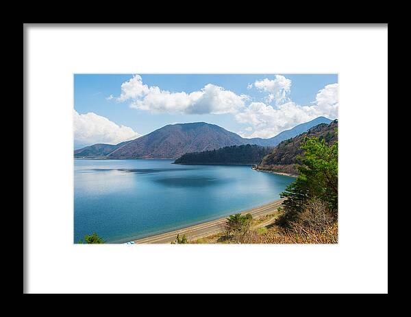 Lake Motosu Framed Print featuring the photograph Lakeside by Shin Okamoto
