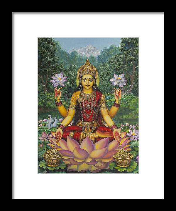 Lakshmi Framed Print featuring the painting Lakshmi by Vrindavan Das