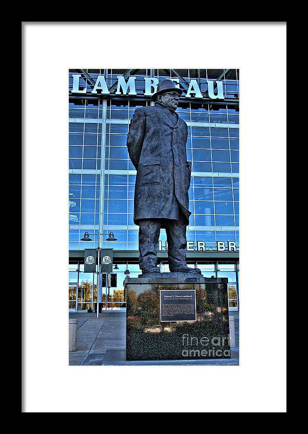 Lambeau Field Framed Print featuring the photograph Lambeau Field and Vince by Tommy Anderson