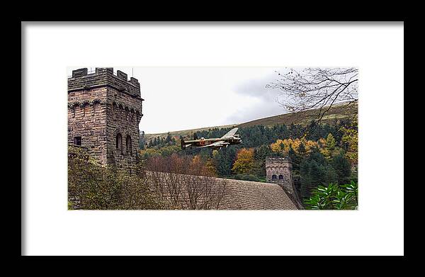 Two Lancasters Framed Print featuring the digital art Lancaster KC-A at the Derwent Dam by Gary Eason