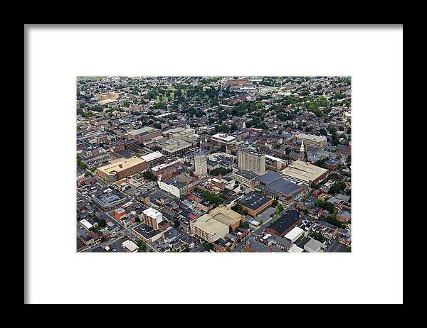 Aerial View Framed Print featuring the photograph Downtown Lancaster Pennsylvania by Dan Myers