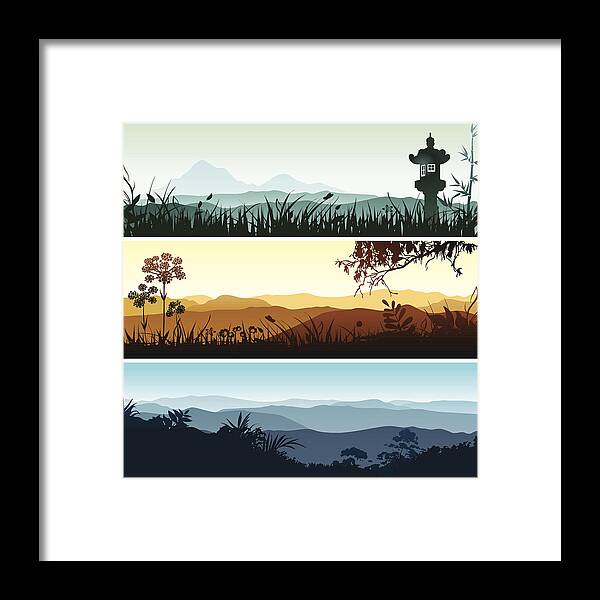 Scenics Framed Print featuring the drawing Landscape banners by Bettafish