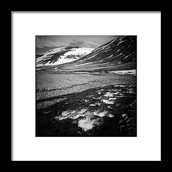 Landscape Framed Print featuring the photograph Landscape North Iceland black and white by Matthias Hauser